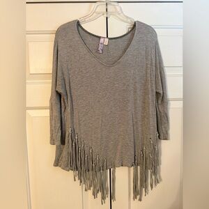 Alpine Gray Women's Top with Fringe